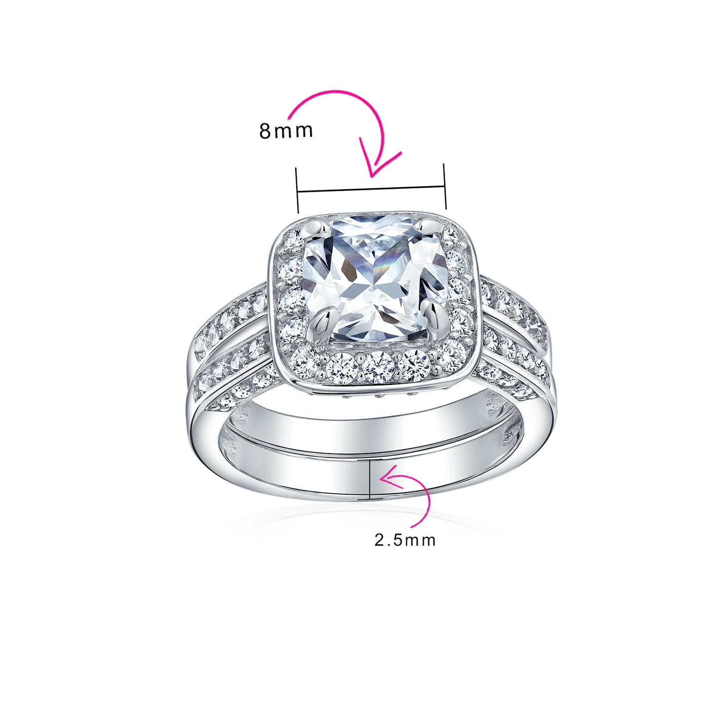 2CT Cushion Cut Cocktail Statement Ring CZ Pave Side Stones