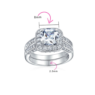 2CT Cushion Cut Cocktail Statement Ring CZ Pave Side Stones