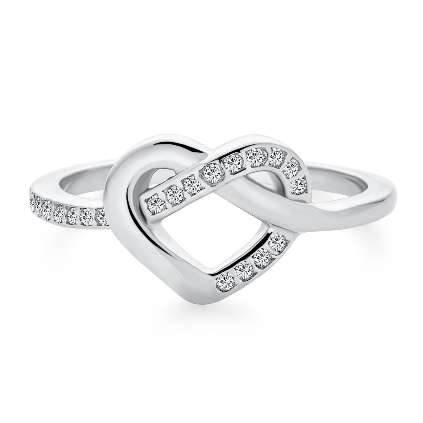 Romantic CZ Accent Cocktail Statement Ring with Twisting Bands Sterling Silver