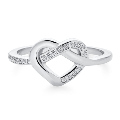 Romantic CZ Accent Cocktail Statement Ring with Twisting Bands Sterling Silver