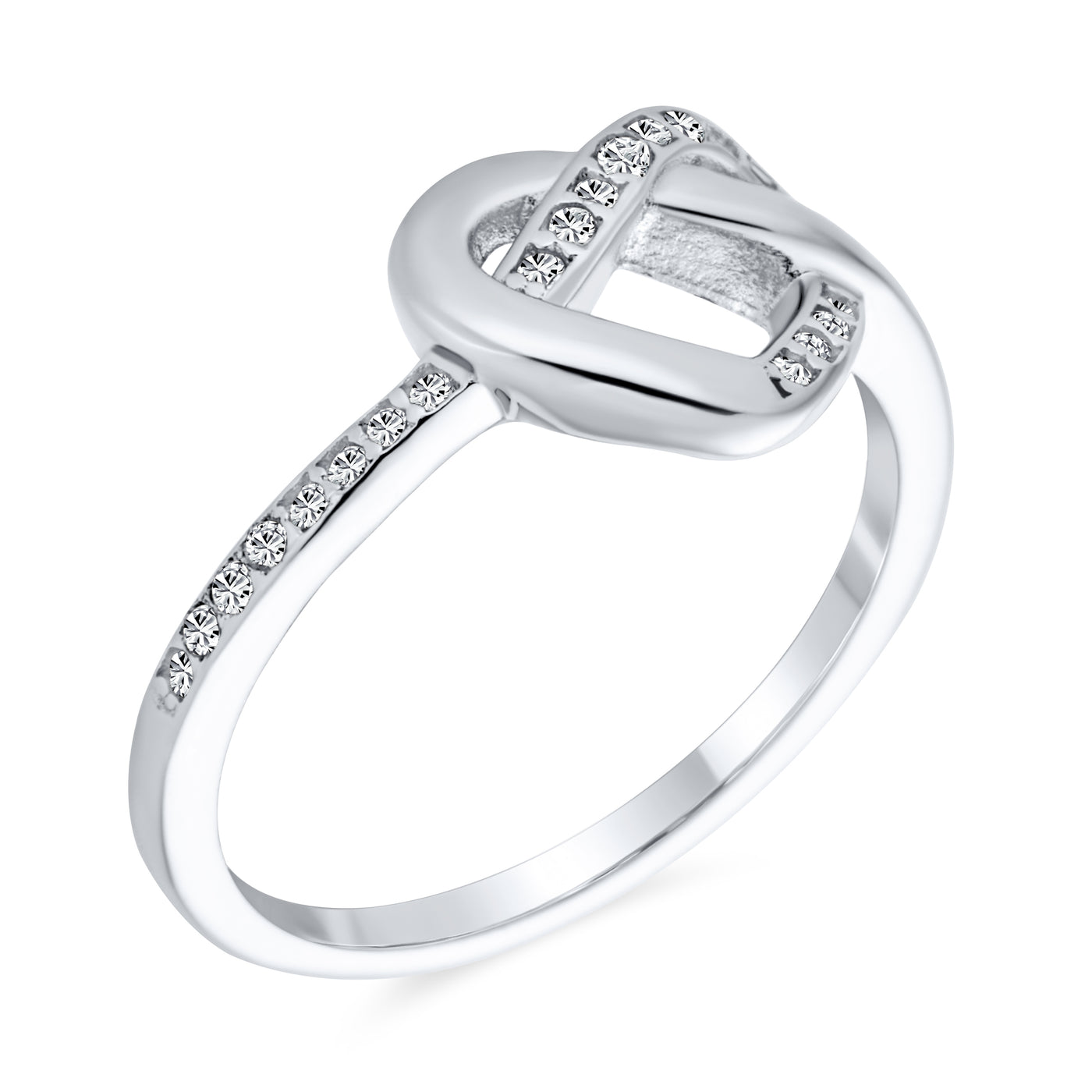 Romantic CZ Accent Cocktail Statement Ring with Twisting Bands Sterling Silver