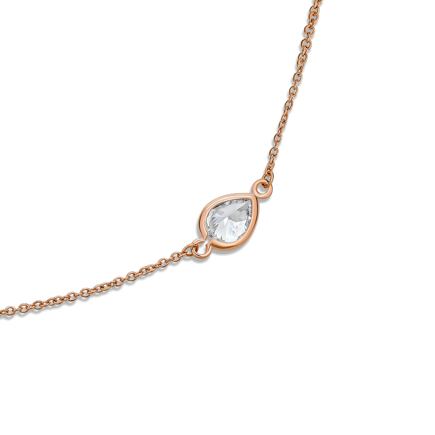 Long Rose Gold Plated CZ Tin Cup Chain Endless Wrap Layer Necklace 36"
