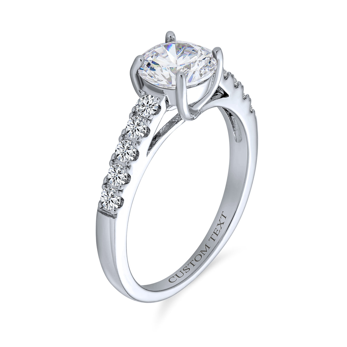 Timeless Promise 1.75CT CZ Solitaire Engagement Ring with Pave Band in Silver