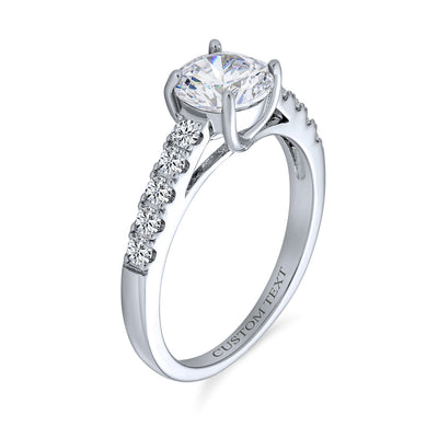 Timeless Promise 1.75CT CZ Solitaire Engagement Ring with Pave Band in Silver
