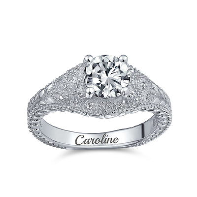 Vintage Art Deco 3CT Round Solitaire CZ Engagement Ring & Wedding Set Silver