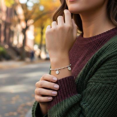 Angels Cherubs Dangle Round Disc Multi Charm Bracelet
