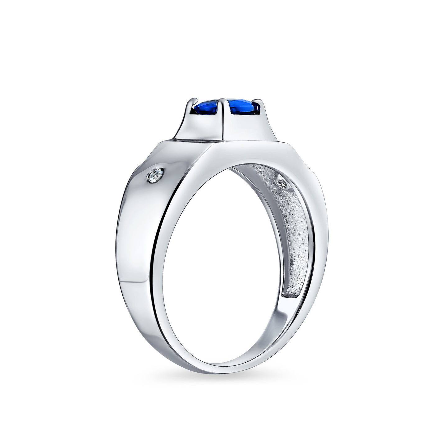 Unisex 1CTW Round Blue Sapphire CZ Men's Engagement Ring in Sterling Silver