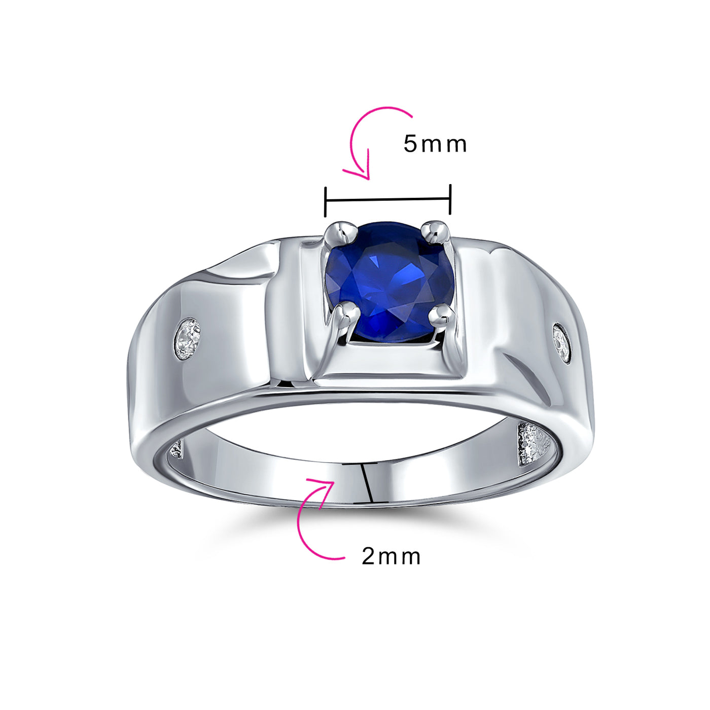 Unisex 1CTW Round Blue Sapphire CZ Men's Engagement Ring in Sterling Silver