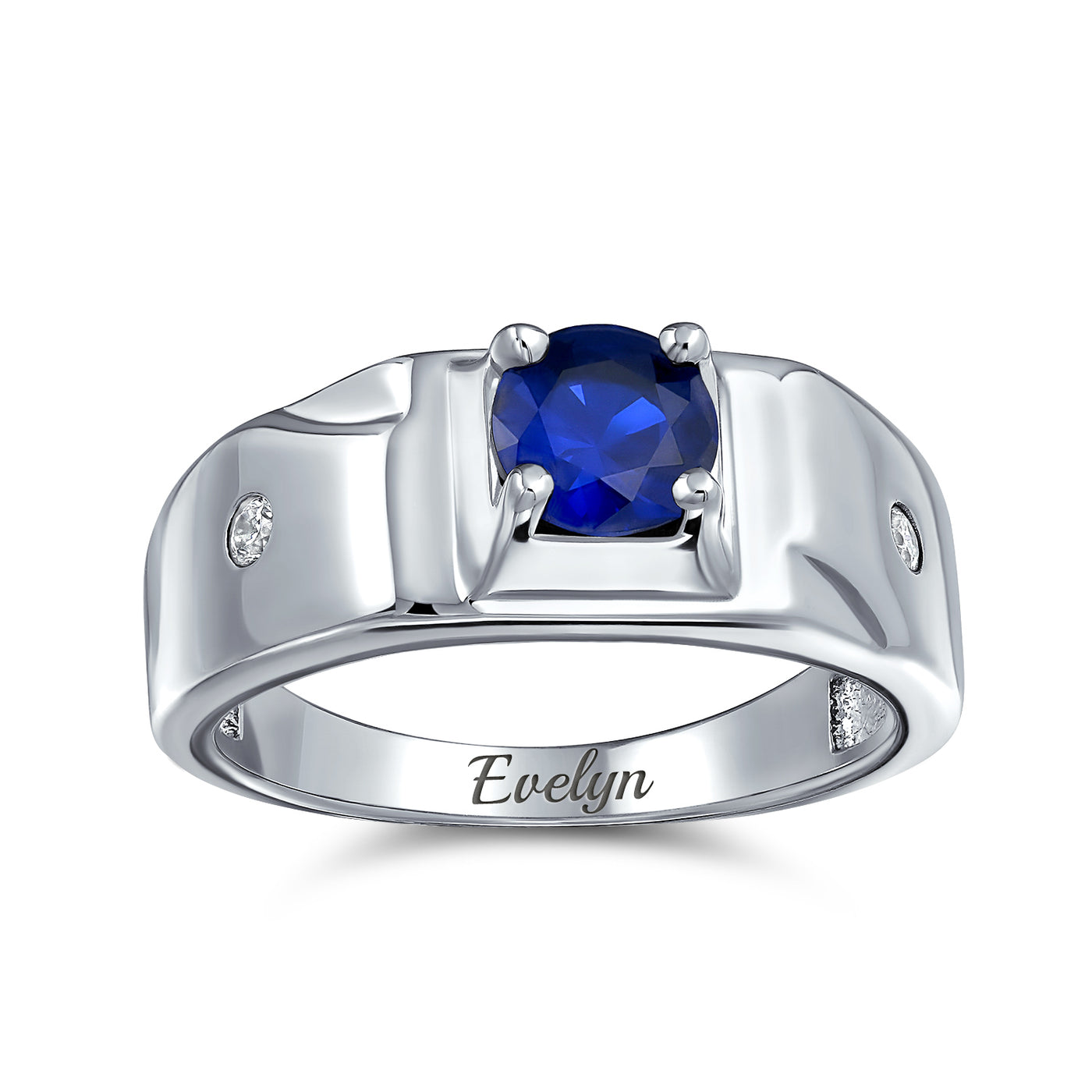Unisex 1CTW Round Blue Sapphire CZ Men's Engagement Ring in Sterling Silver