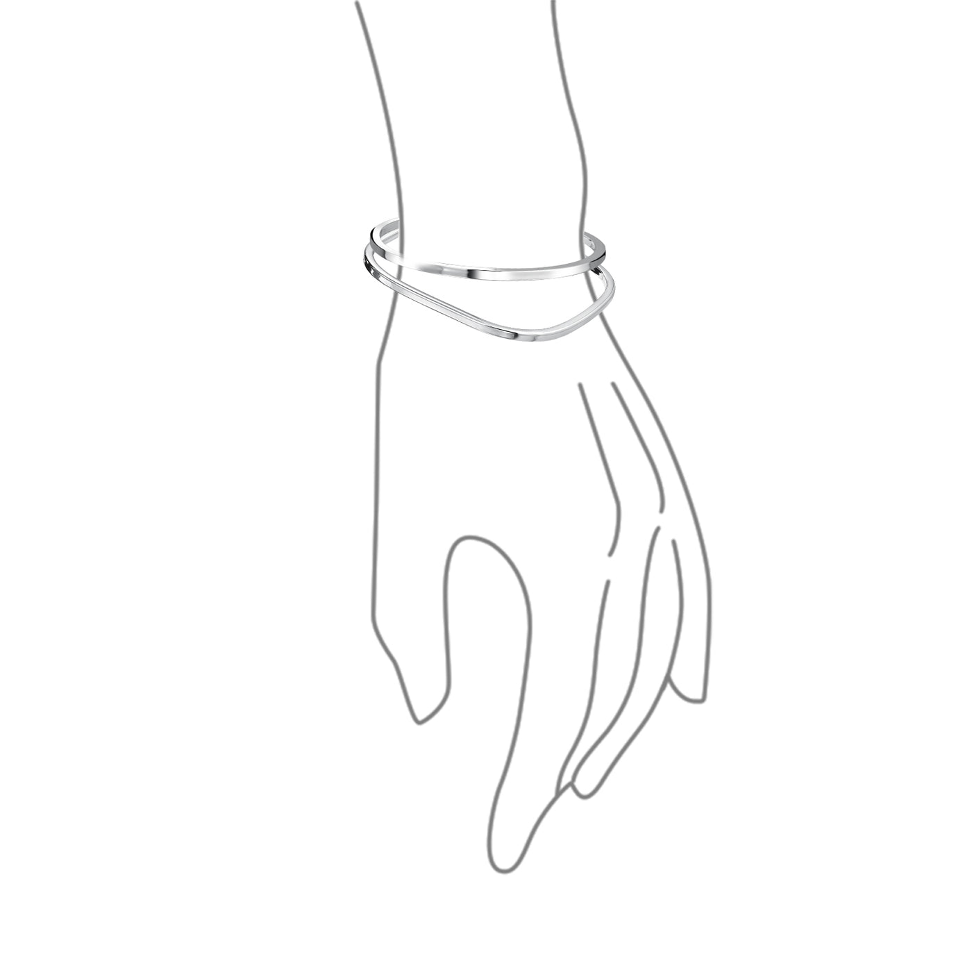 Set of 2 Plain Stackable Square & Round Bangle Bracelet Sterling Silver - Bling Jewelry