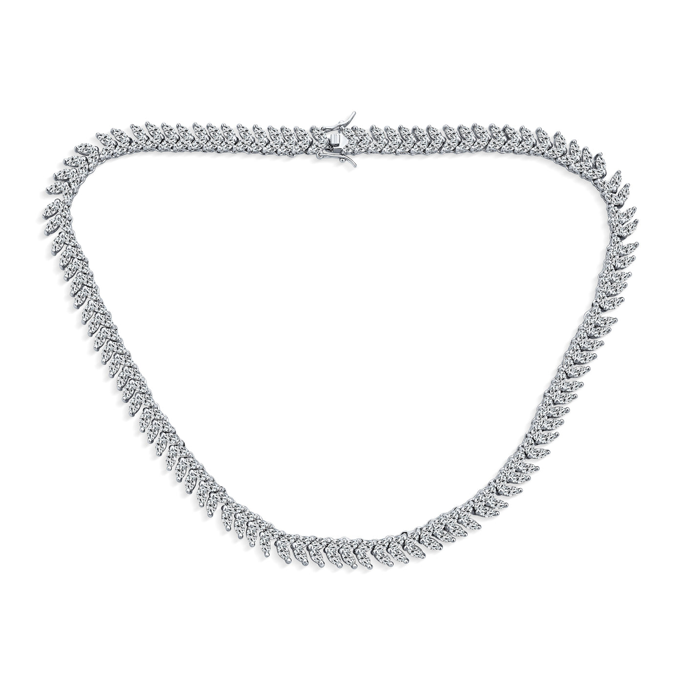 Art Deco Marquise CZ Collar Tennis Necklace & Dangle Earrings Set Silver Plated