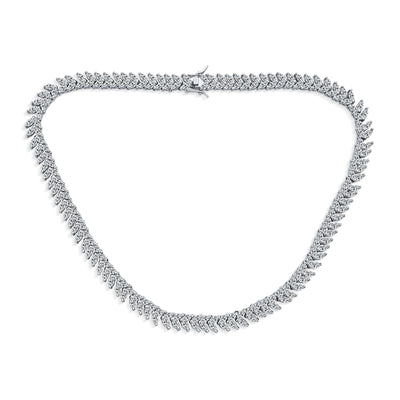 Art Deco Marquise CZ Collar Tennis Necklace & Dangle Earrings Set Silver Plated