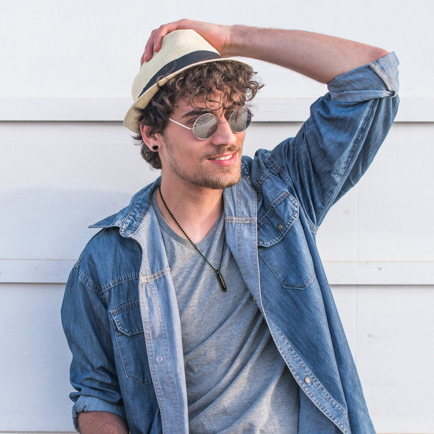 Black Round CZ Stud Earrings Men Screwback Sterling Silver