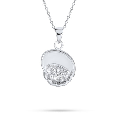 Created Blue Opal Conch Necklace & Crab Stud Earring Jewelry Set Sterling Silver