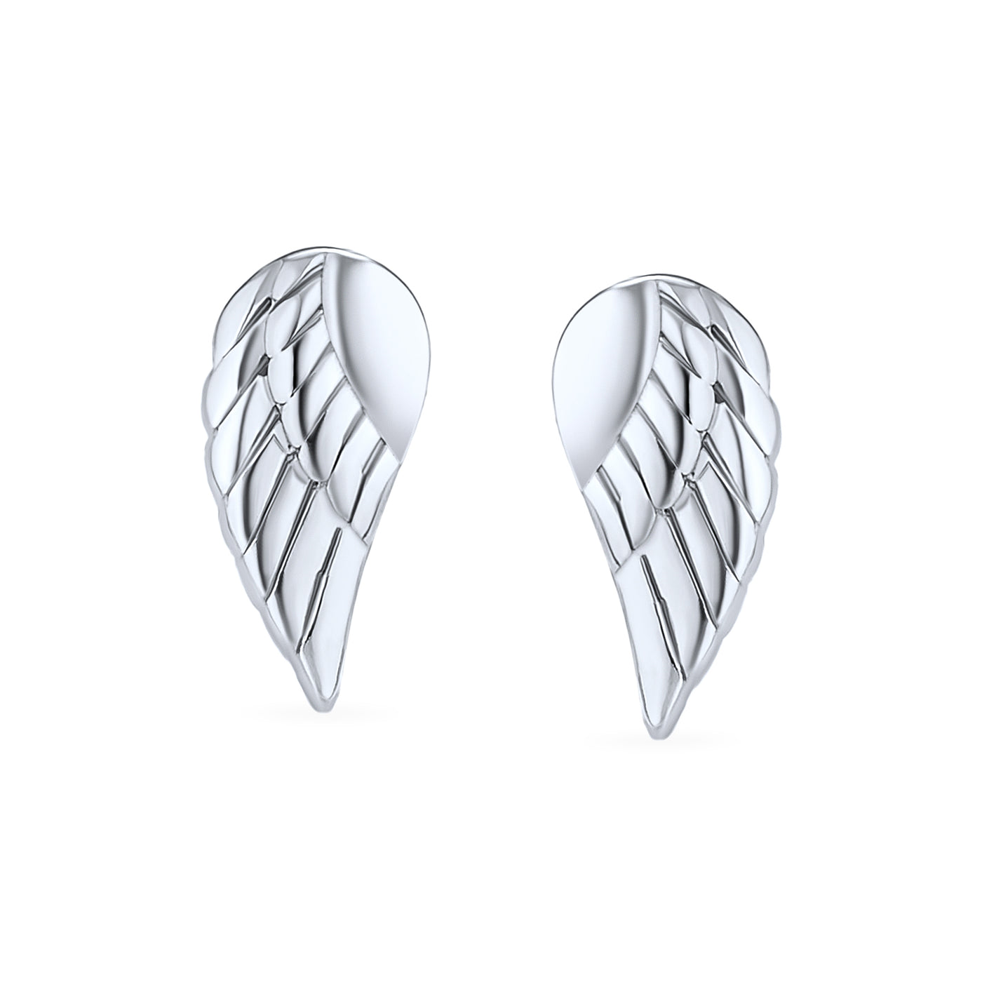 Tiny Guardian Angel Wing Feather Stud Earrings .925Sterling Silver ...