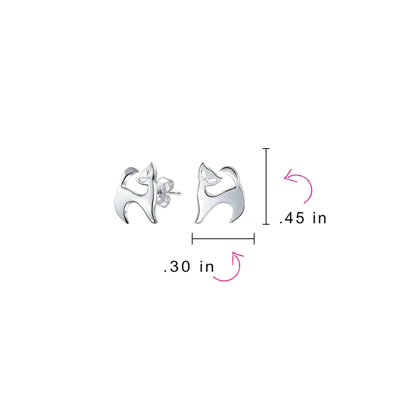 Siamese Cat Stud Earrings in Sterling Silver - Whimsical and Cute Pet Jewelry - Bling Jewelry