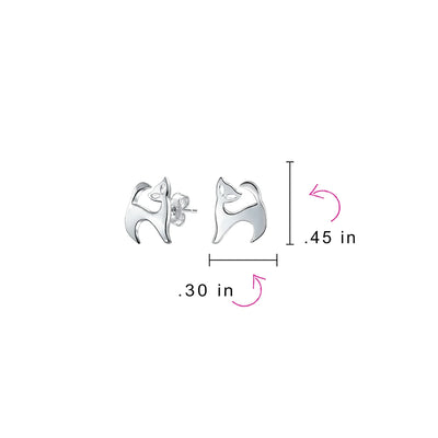 Siamese Cat Stud Earrings in Sterling Silver - Whimsical and Cute Pet Jewelry - Bling Jewelry