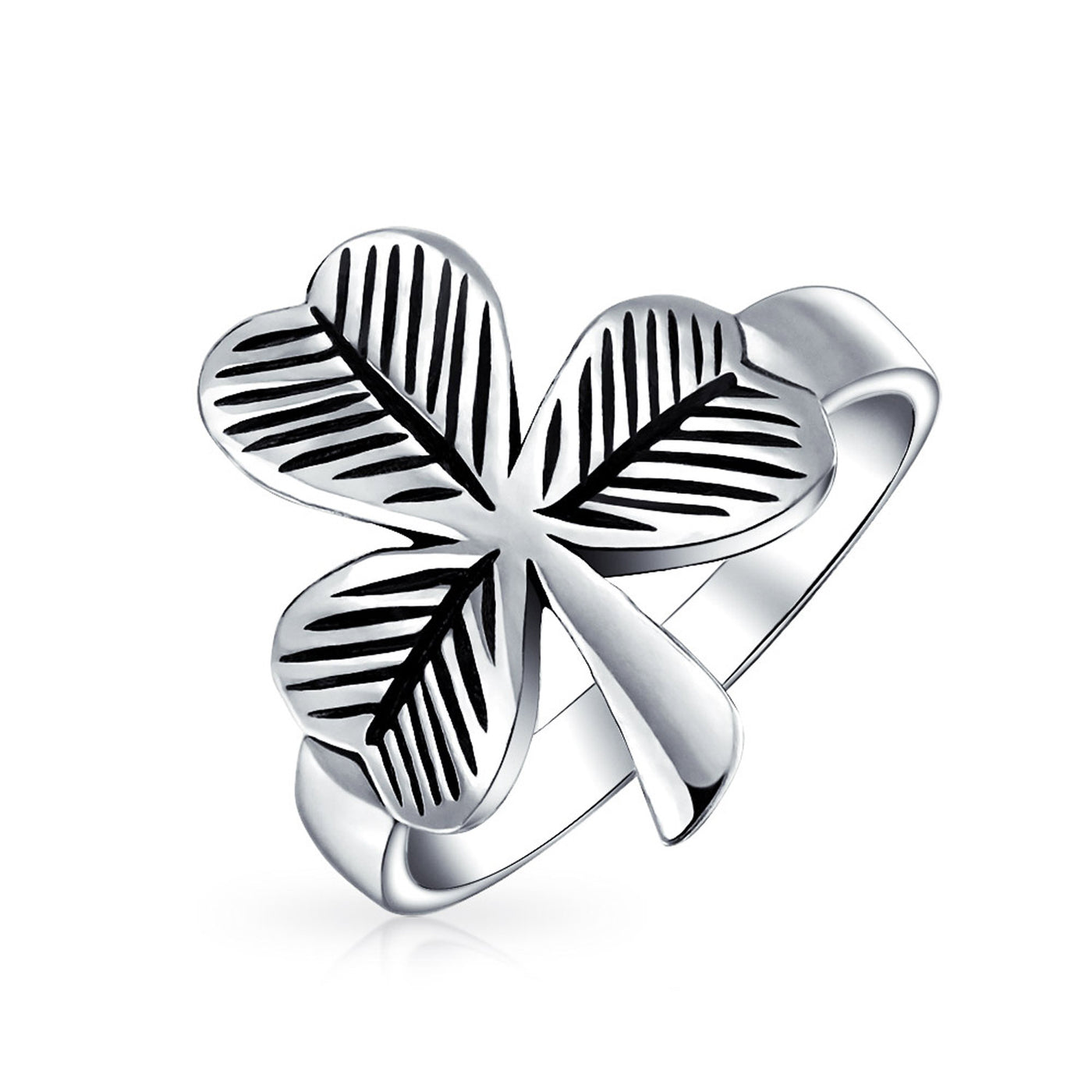 Saint Patrick's Good Luck Celtic Silver Ring with Trinity Shamrock Design