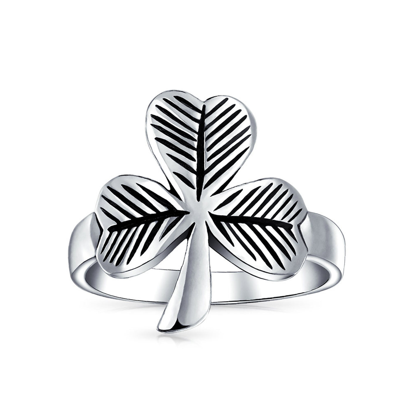 Saint Patrick's Good Luck Celtic Silver Ring with Trinity Shamrock Design