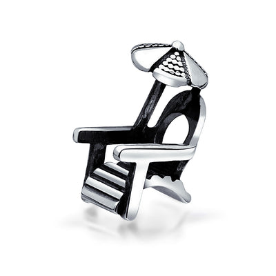 Set of 2 Tropical Umbrella Drink Glass Dangle Charm Bead Enamel Oxidized Silver - Bling Jewelry