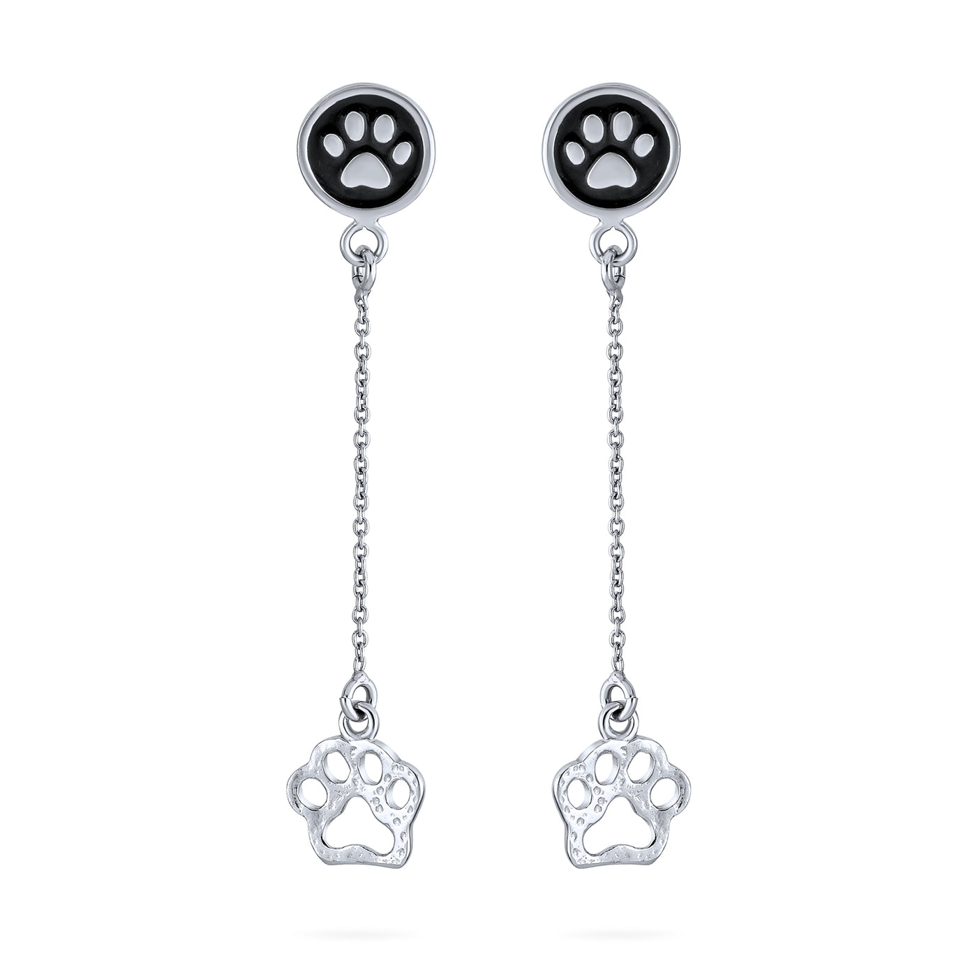 Pet Lover Dog Cat Puppy Kitten Paw Print Earrings .925 Sterling Silver