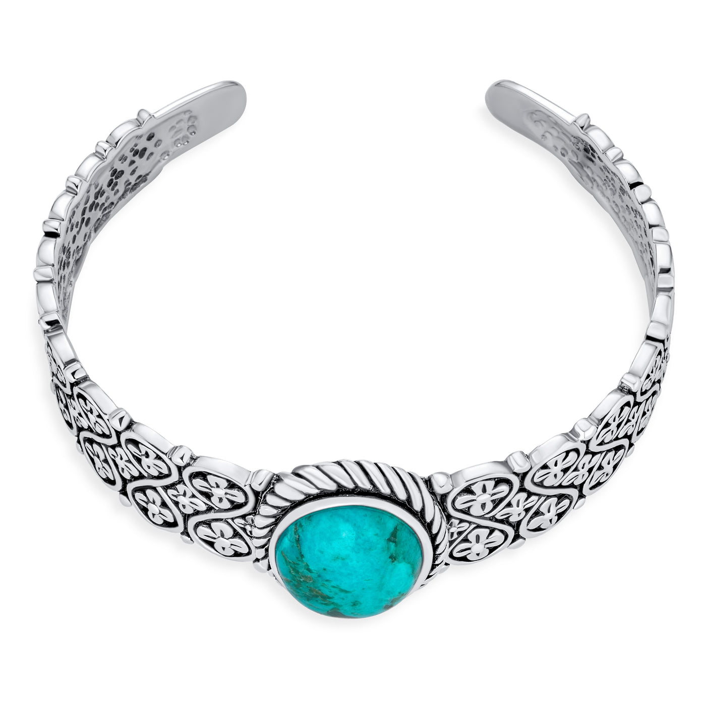 Western Turquoise Gemstone Lattice Bracelet & Dangle Earring Set Sterling Silver