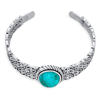 Western Turquoise Gemstone Lattice Bracelet & Dangle Earring Set Sterling Silver