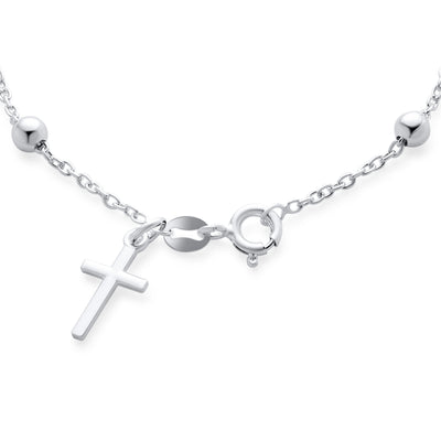 Rosary Prayer Ball Beads Cross Bracelet Communion Sterling Silver
