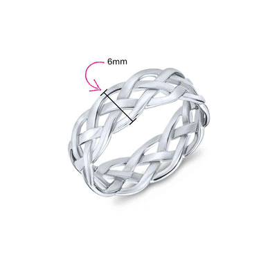 Silver Ring: Criss Cross Weave Braided Band Rope Twisted Cable Eternity Sterling