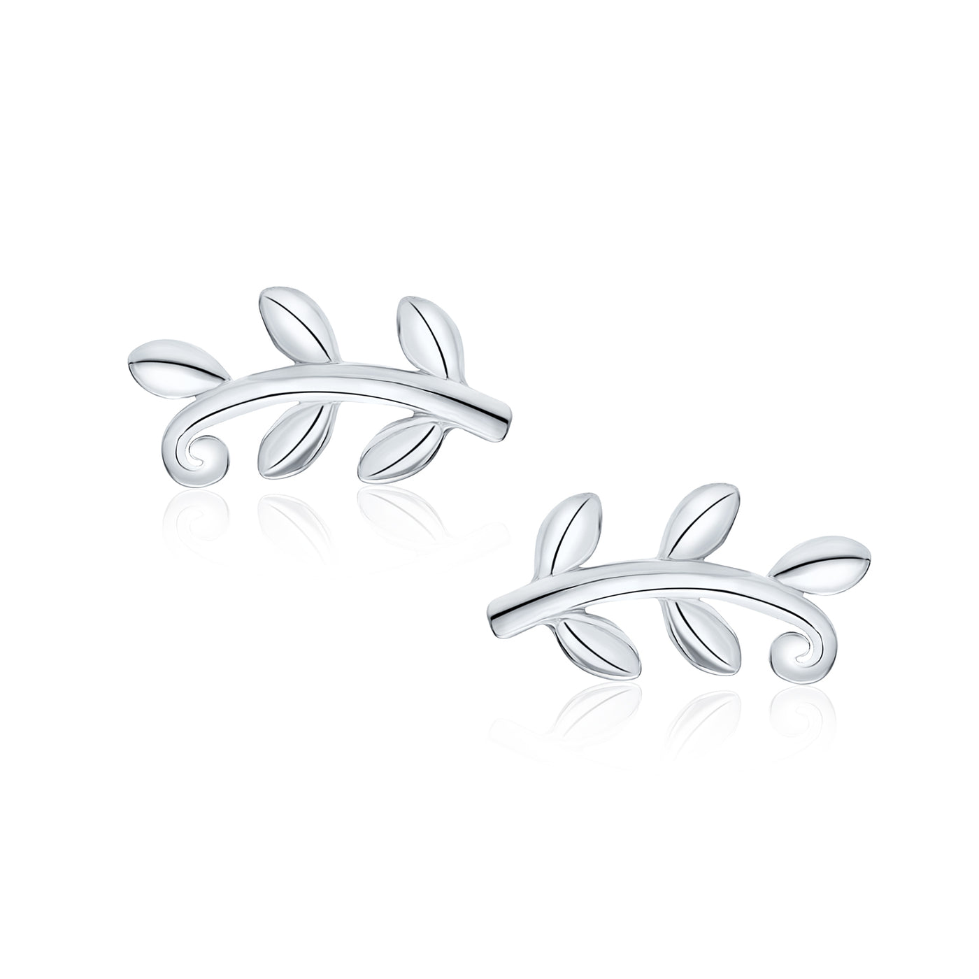 Delicate Tiny Western Jewelry Vine Leaf Earrings Stud .925 Silver