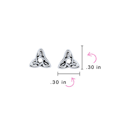 Set of 2 Celtic Infinity Knot & Round Triskele Stud Earrings Oxidized Silver