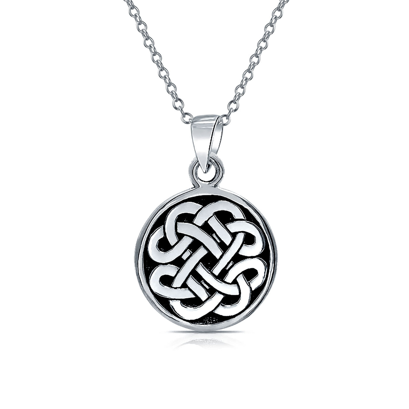 Celtic Knot Necklace & Trinity Infinity Stud Earrings Set Oxidized Silver