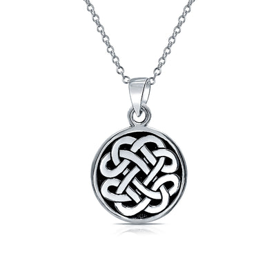 Celtic Knot Necklace & Trinity Infinity Stud Earrings Set Oxidized Silver