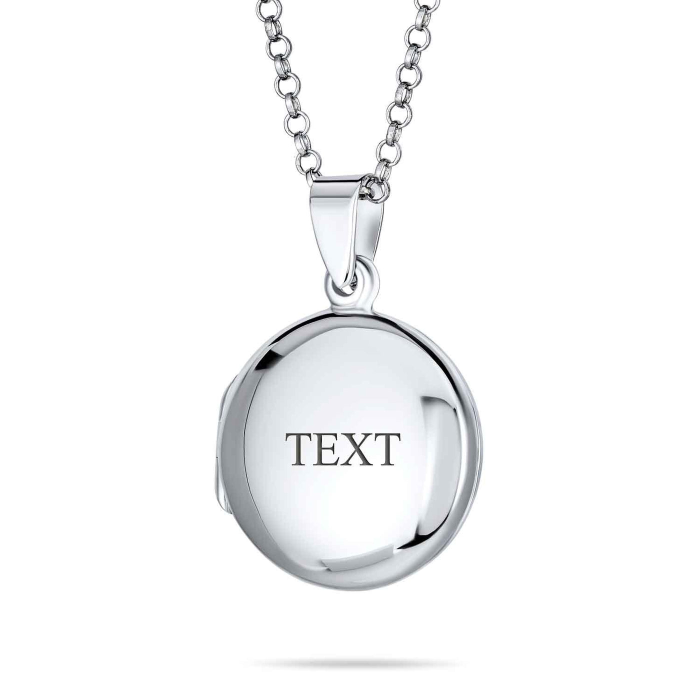 Polished Silver Dome Photo Locket Necklace Pendant for Pictures - Bling Jewelry