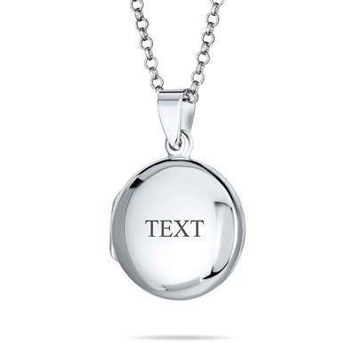 Polished Silver Dome Photo Locket Necklace Pendant for Pictures - Bling Jewelry