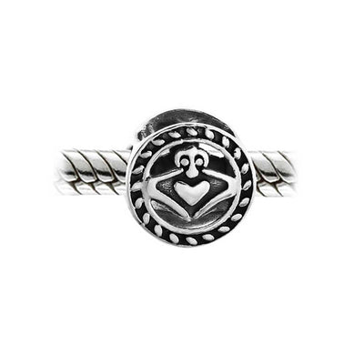 Set of 2 BFF Celtic Claddagh Irish Infinity Love Knot Heart Charm Bead Oxidized