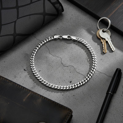 Thick 5MM Solid Heavy Miami Cuban Curb Link Bracelet Sterling Silver 8-9 Inch