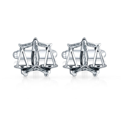 Attorney Judge Lawyer Scales of Justice Libra Cufflinks .925 Silver