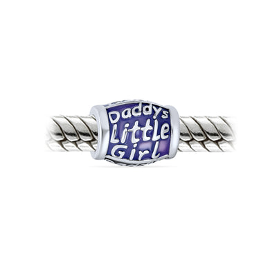 Set of 3 Daddy's Little Girl Solid Lilac Purple Crystal Spacer Charm Bead Silver
