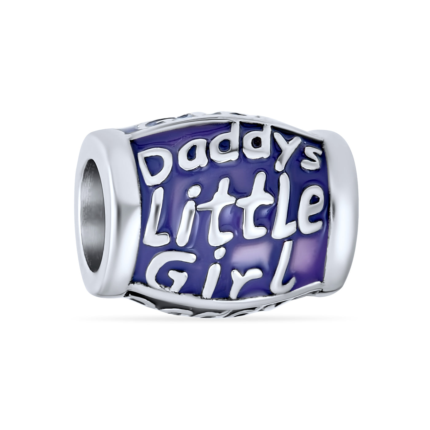 Set of 3 Daddy's Little Girl Solid Lilac Purple Crystal Spacer Charm Bead Silver