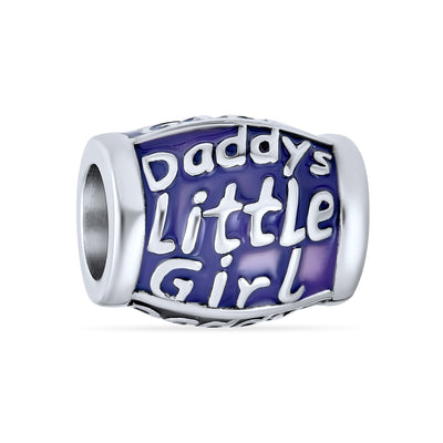 Set of 3 Daddy's Little Girl Solid Lilac Purple Crystal Spacer Charm Bead Silver