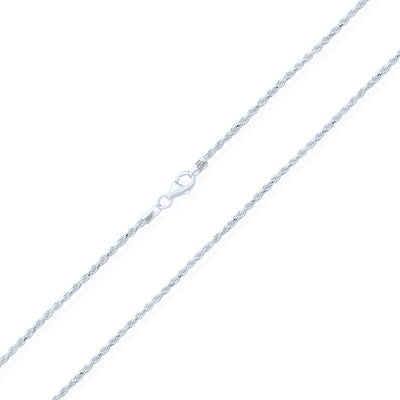 Rope Diamond Cut Link Chain 040 Gauge Sterling Silver Made In Italy