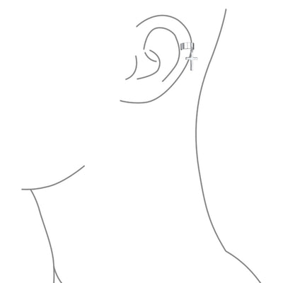 2 Cartilage Cross Ear Lobe Earrings Ear Cuff Warp .925 Sterling Silver