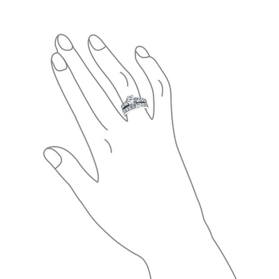 3CT Round Solitaire CZ Side Stone Band Statement Ring Set