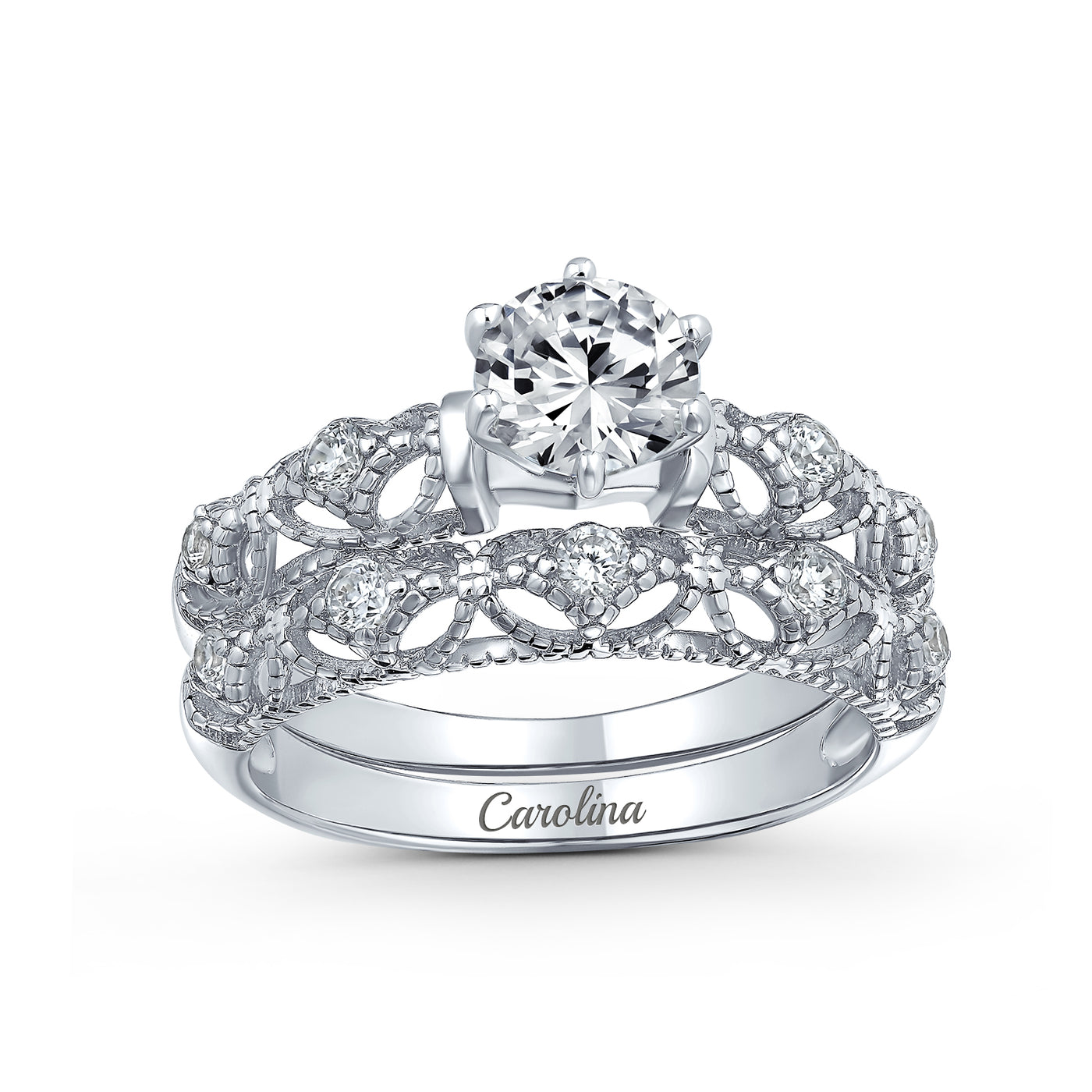 Antique Style Cocktail Statement Ring Milgrain CZ Solitaire