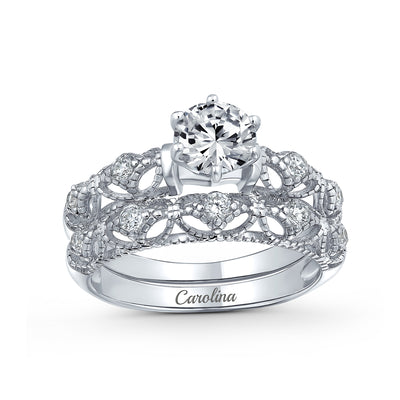 Antique Style Cocktail Statement Ring Milgrain CZ Solitaire