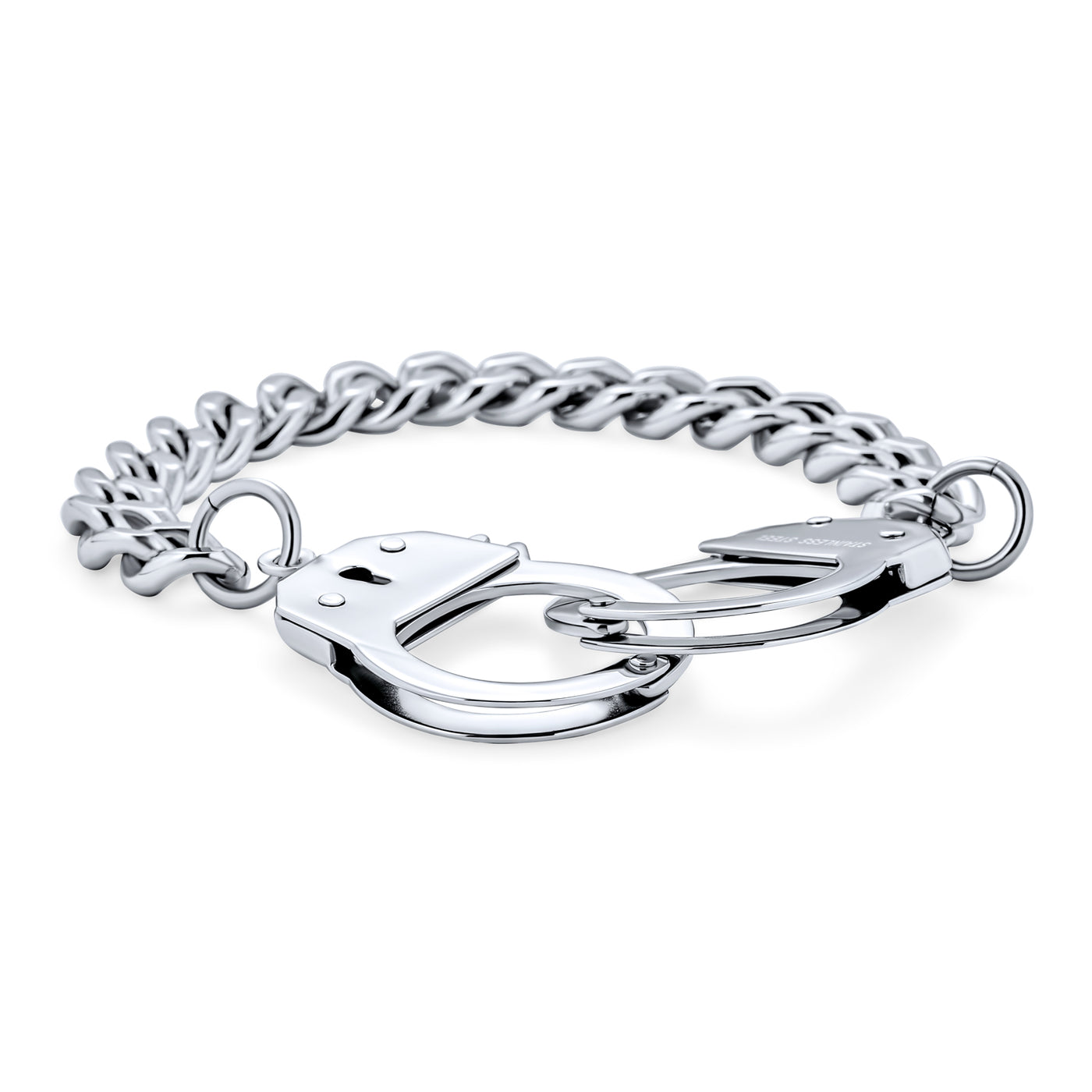 ChainsHouse Handcuff Link Bracelet - Stainless Steel Biker Curb Chain Bracelet For Men & Women, Adjustable, Gift Box Included