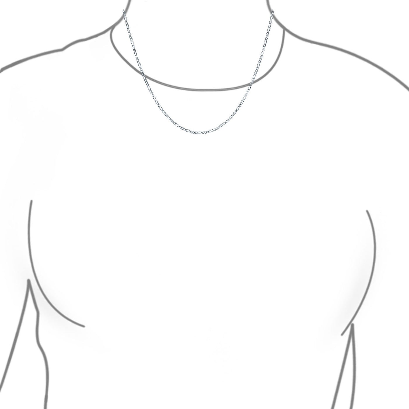 Set of 2 Thin 50 Gauge Sterling Silver Figaro Chain Necklace 20 Inch and 24 Inch - Bling Jewelry