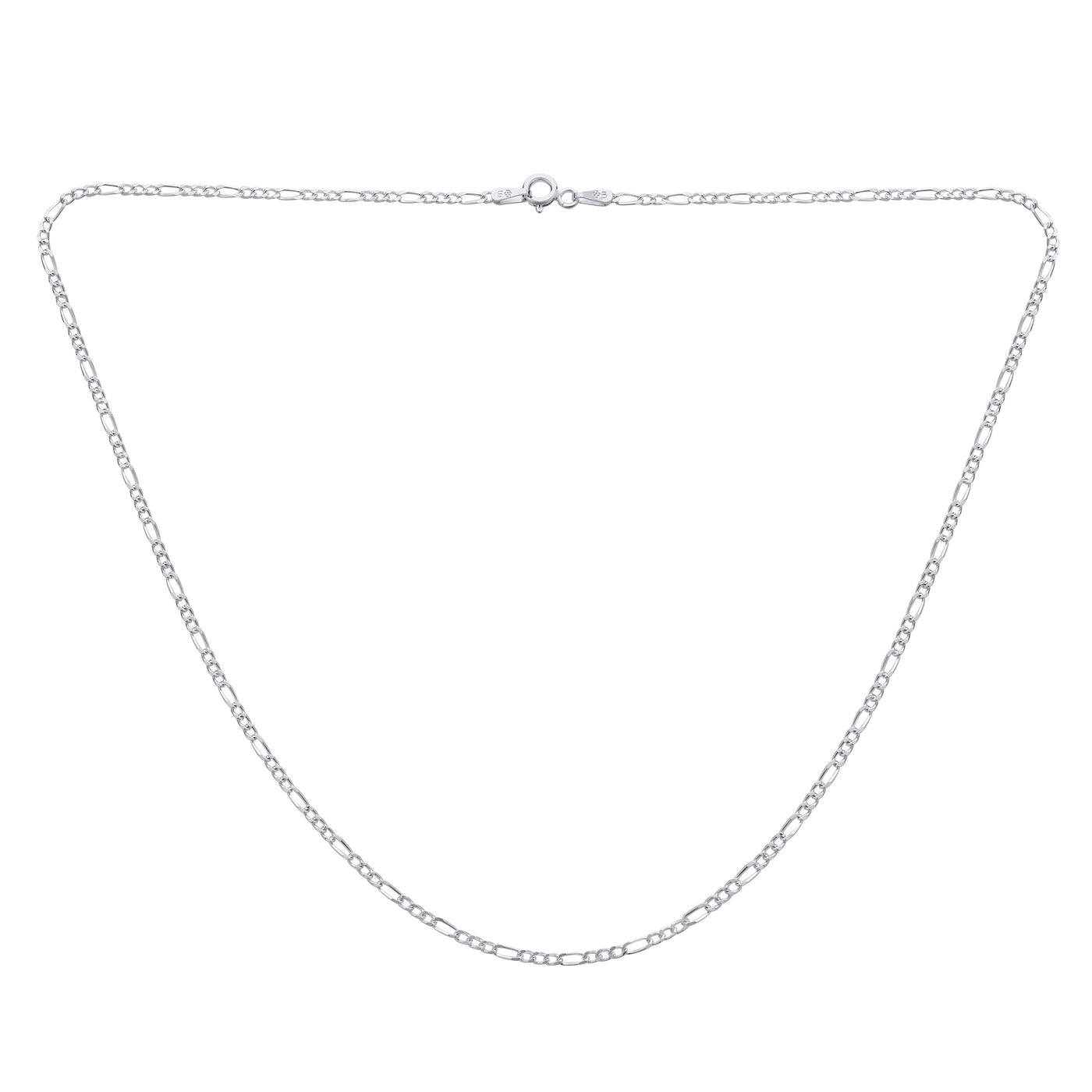 Thin 50 Gauge 1.5 MM .925 Sterling Silver Figaro Chain Necklace