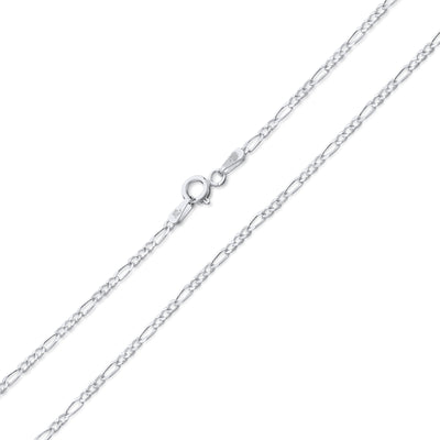 Set of 2 Thin 50 Gauge Sterling Silver Figaro Chain Necklace 20 Inch and 24 Inch - Bling Jewelry